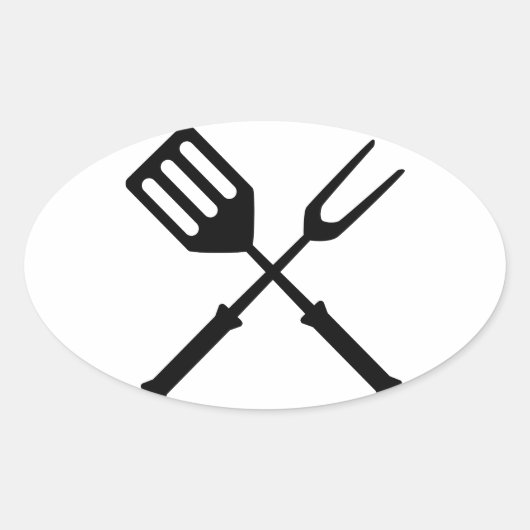 Barbeque BBQ Barby Barbies Grill Ovale Sticker (Voorkant)