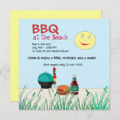 Barbeque Beach Party Invitation Kaart (Voorkant / Achterkant)