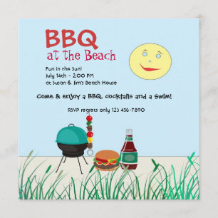 Barbeque Beach Party Invitation Kaart