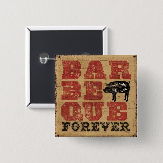 Barbeque Forever Vierkante Button 5,1 Cm (Voorkant /achterkant)