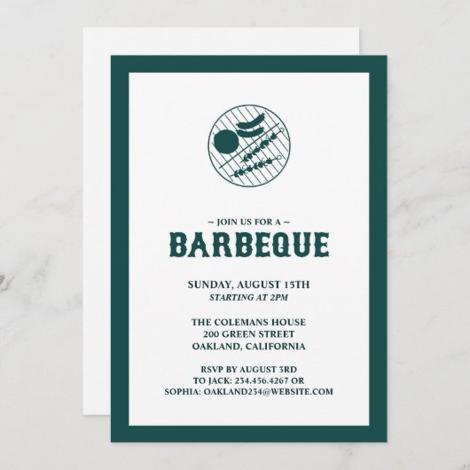 Barbeque Grill Plat Invitation Card (Devant / Derrière)