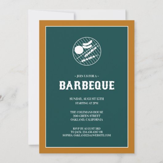 Barbeque Grill Plat Invitation Card (Devant)