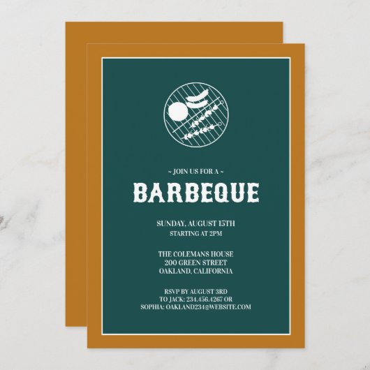 Barbeque Grill Plat Invitation Card (Devant / Derrière)