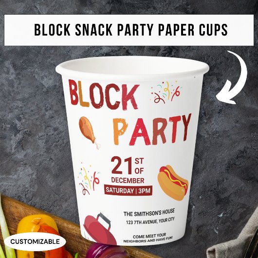 Barbeque Snack Picknick Fun Buurt Block Party Papieren Bekers