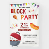 Barbeque snack picknick leuk buurtblok feest spandoek (Verticaal)