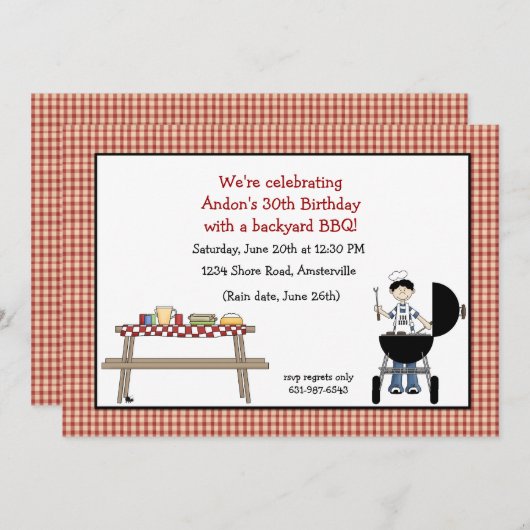 Barbeque Time Invitation Kaart (Voorkant / Achterkant)