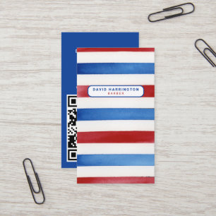 Barber Aangepaste QR Code Scannable Patriottische Visitekaartje