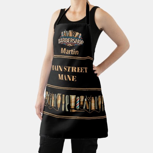 BARBER All-Over Print Apron Schort (Insitu)