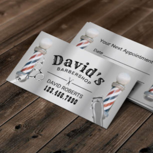 Barber Barbershop Hair Stylist Faux Metal Afsprakenkaartje