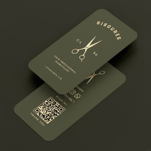 Barber Barbershop Leger Groen Gouden Schaar Visitekaartje