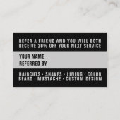 Barber Black Grey Bold Typography Reference Kaart (Achterkant)