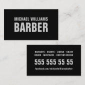 Barber Black Grey Bold Typography Visitekaartje (Voorkant / Achterkant)