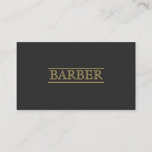 Barber Bold Black Gold Modern Professional Eenvoud Visitekaartje (Voorkant)