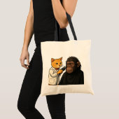 Barber Cat & Chill Gorilla Sticker Tote Bag (Voorkant (product))