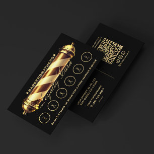 Barber Classic Gold Pole Barbershop Rewards Loyali Visitekaartje