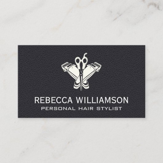 Barber Clippers | schaar | leer Visitekaartje (Voorkant)