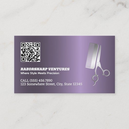 Barber Custom QR Visitekaartje (Voorkant)