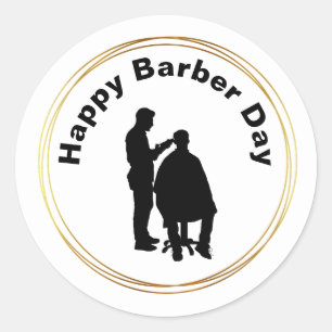 Barber Day Stickers met Barber Silhouette