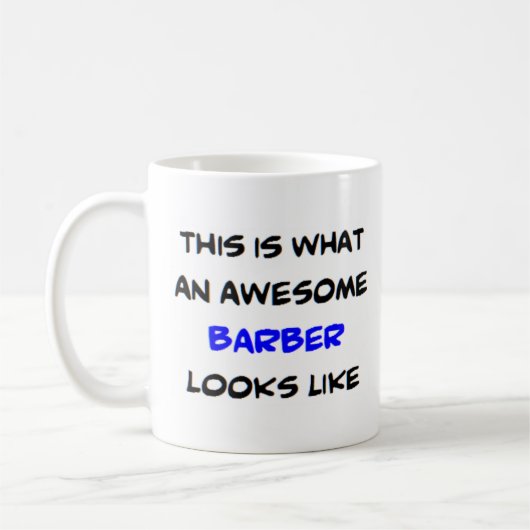 barber, geweldige koffiemok (Links)