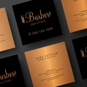 Barber gouden schaar pole barbershop promotie vierkante visitekaartje