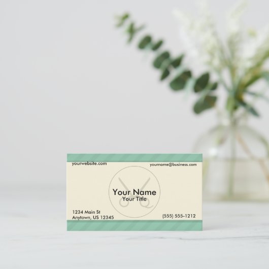 Barber groene strepen visitekaartje (Staand voorkant)
