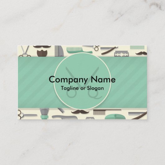 Barber groene strepen visitekaartje (Achterkant)