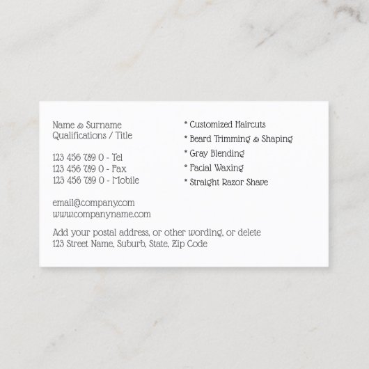Barber grooming salon | DIY-man met baard Visitekaartje (Achterkant)