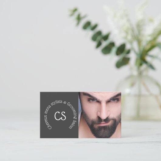 Barber grooming salon | DIY-man met baard Visitekaartje (Staand voorkant)