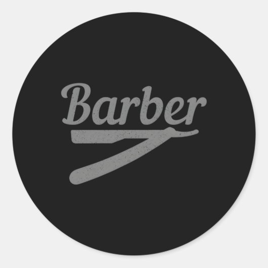 Barber Haarstylist Kapper Coiffeur Baard Barb Ronde Sticker (Voorkant)