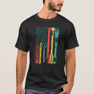 Barber Haarstylist Us Flage  Retro Distress T-shirt