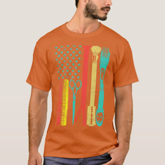 Barber Haarstylist Us Flage  Retro Distress T-shirt