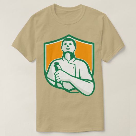 Barber Hair Clipper Scissors Shield Retro T-shirt (Design voorkant)