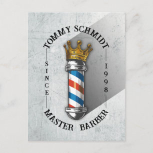 Barber Hair Shop King Crown Barber Pole Hair Salon Briefkaart