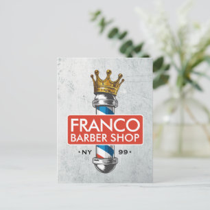 Barber Hair Shop King Crown Barber Pole Hair Salon Briefkaart