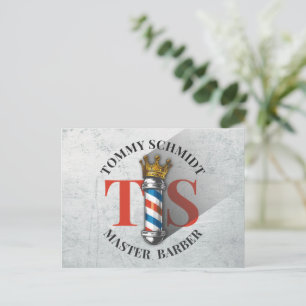 Barber Hair Shop King Crown Barber Pole Hair Salon Briefkaart