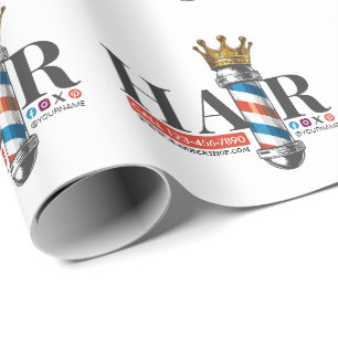 Barber Hair Shop King Crown Barber Pole Hair Salon Cadeaupapier