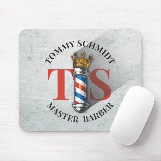 Barber Hair Shop King Crown Barber Pole Hair Salon Muismat (Met muis)