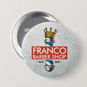 Barber Hair Shop King Crown Barber Pole Hair Salon Ronde Button 7,6 Cm