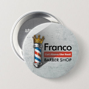 Barber Hair Shop King Crown Barber Pole Hair Salon Ronde Button 7,6 Cm