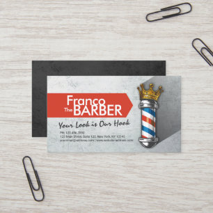 Barber Hair Shop King Crown Barber Pole Hair Salon Visitekaartje