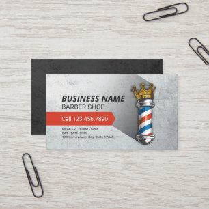 Barber Hair Shop Royal Crown Barber Pole QR-code Visitekaartje