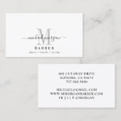 Barber Hair Stylist Modern Script Monogram Visitekaartje (Voorkant / Achterkant)