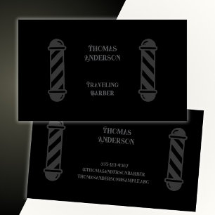 Barber Haircut Minimalist Zwart Grijs Visitekaartje