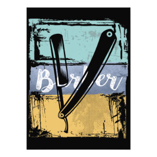 Barber Hairdresser T-shirt -  Retro Razor Foto Afdruk