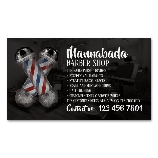 Barber logo's supply shop aangepaste foto magnetisch visitekaartje (Voorkant)