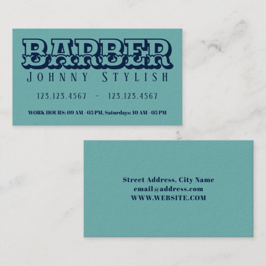  barber met blauwe duo-toon visitekaartje (Voorkant / Achterkant)