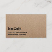 Barber Minimalist Barbershop Rustic Kraft Visitekaartje (Achterkant)