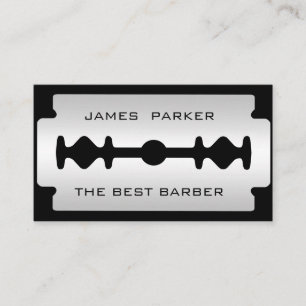 Barber Modern Razor Blade Logo Hair Stylist Visitekaartje