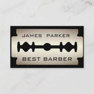 Barber Modern Razor Blade Logo Hair Stylist Visitekaartje