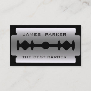 Barber Modern Razor Blade Logo Hair Stylist Visitekaartje